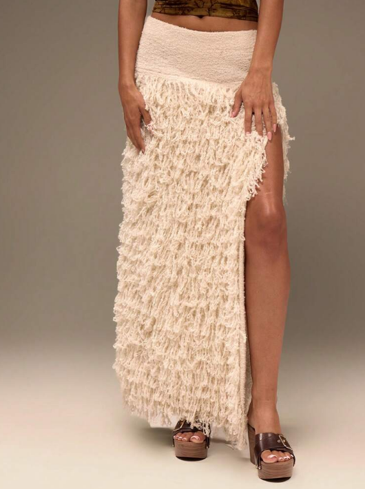 Chic High Split Fringe Skirt