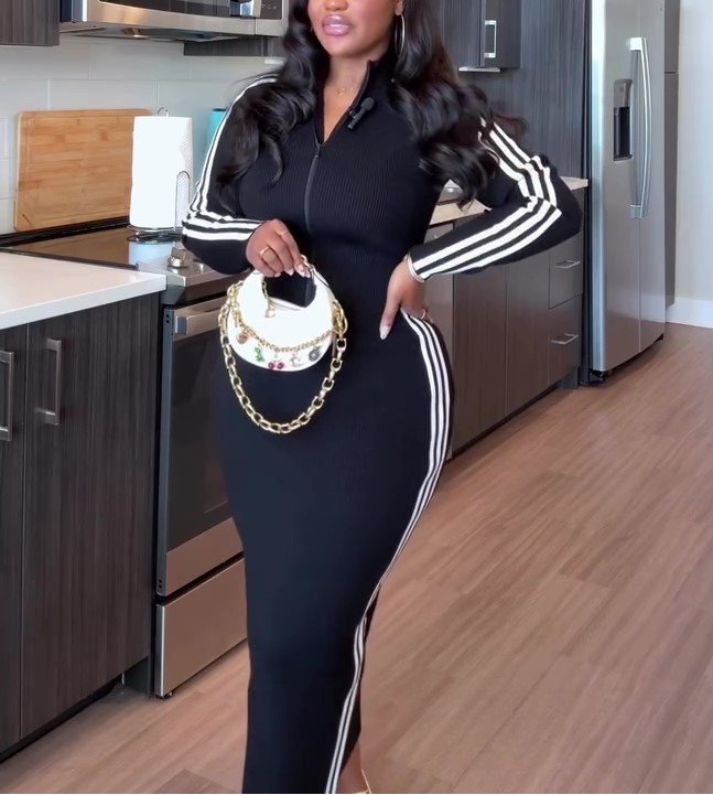 Knitted Striped Casual Suit