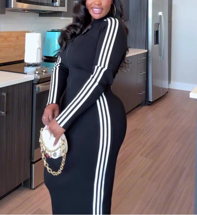 Knitted Striped Casual Suit