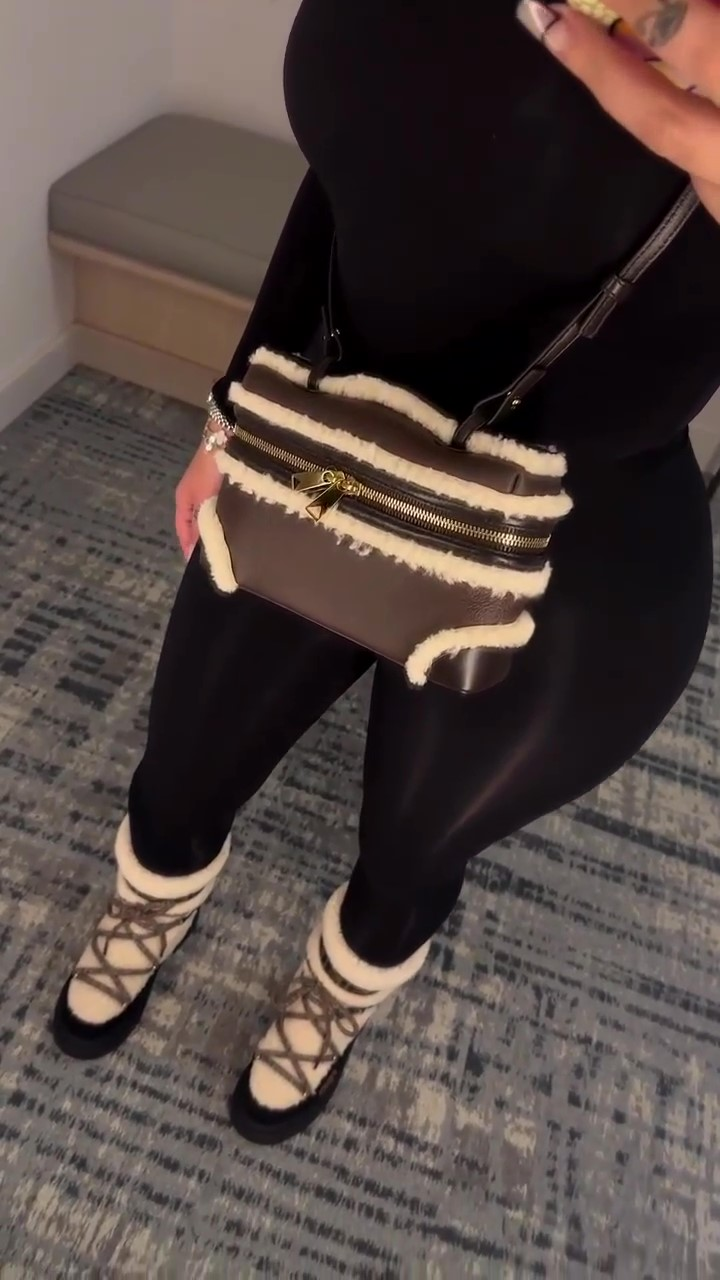 White Shearling and Suede Boots