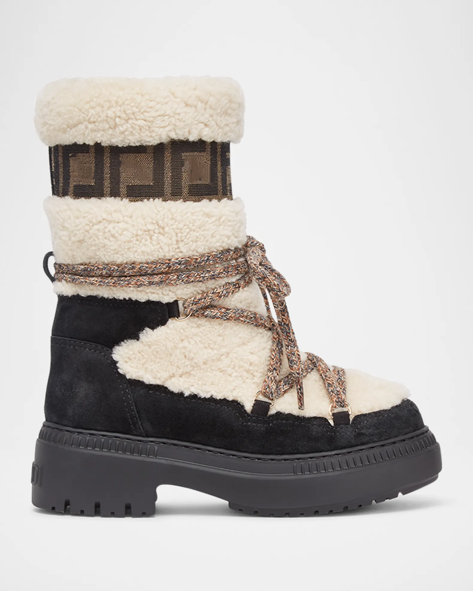 White Shearling and Suede Boots
