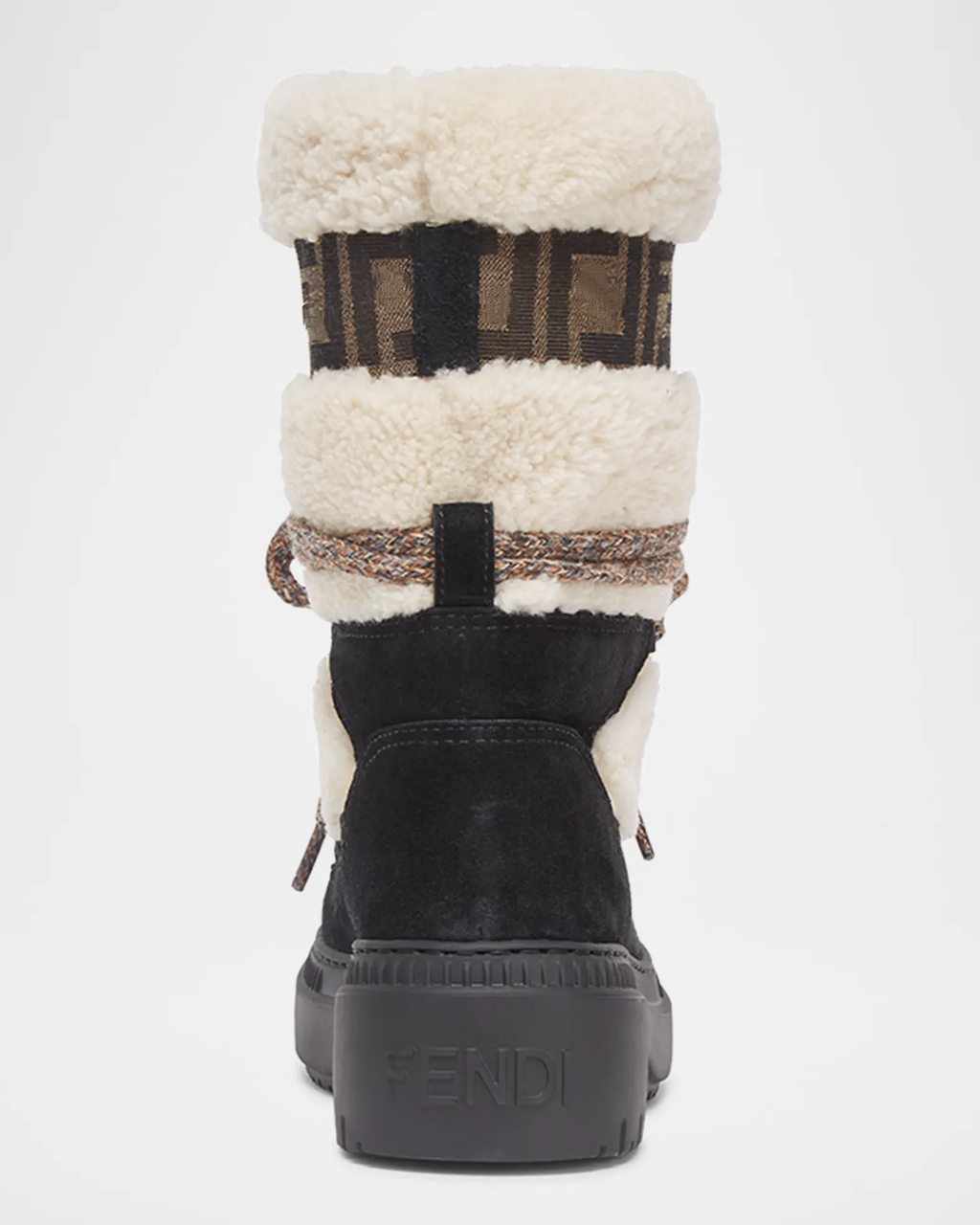 White Shearling and Suede Boots