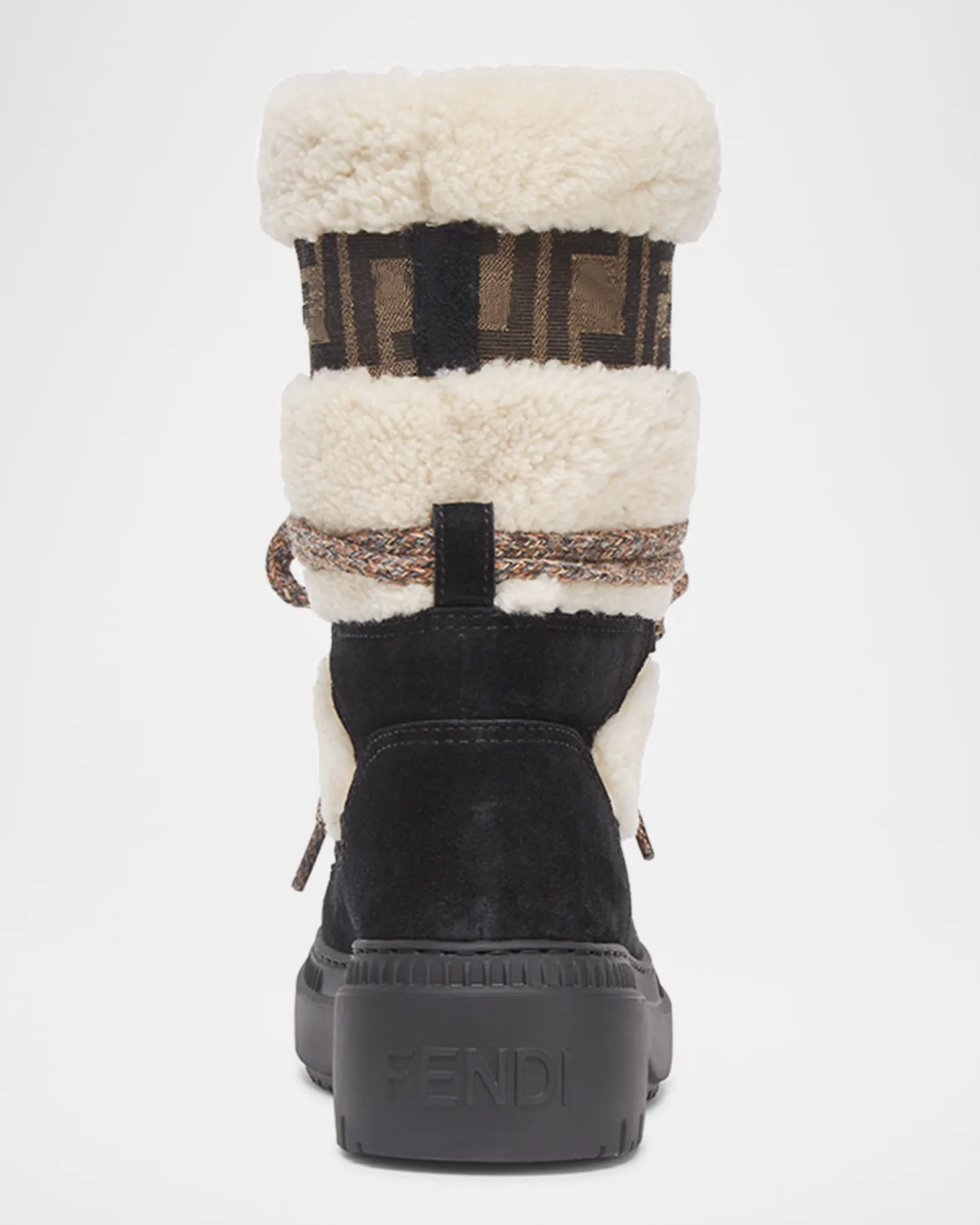 White Shearling and Suede Boots