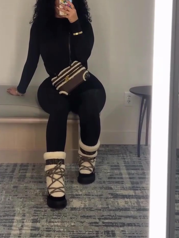 White Shearling and Suede Boots