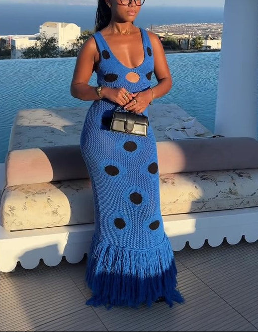 Knitted Polka Dot Maxi Dress