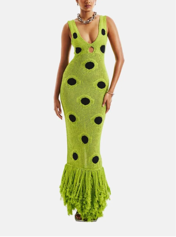 Knitted Polka Dot Maxi Dress