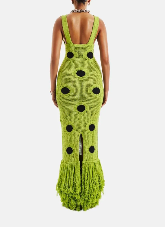 Knitted Polka Dot Maxi Dress
