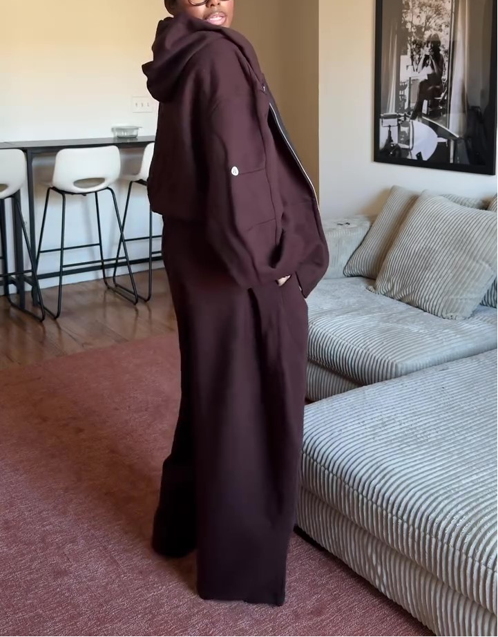 Brown Loose Hooded Sportswear