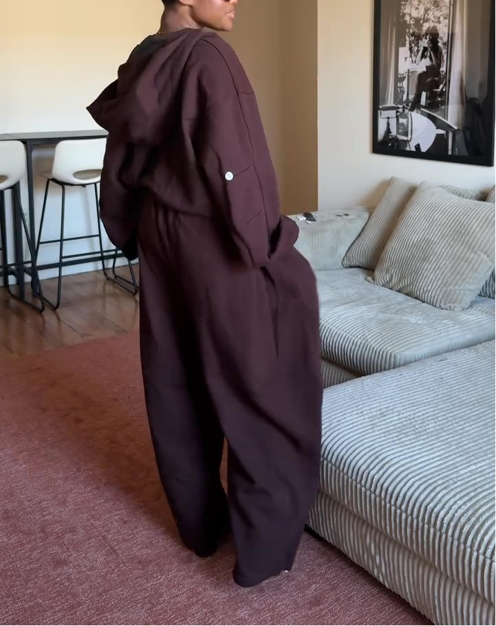 Brown Loose Hooded Sportswear