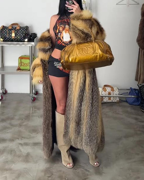 Long Fur-lined Leather Coat