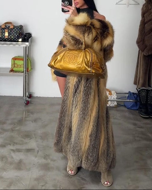 Long Fur-lined Leather Coat