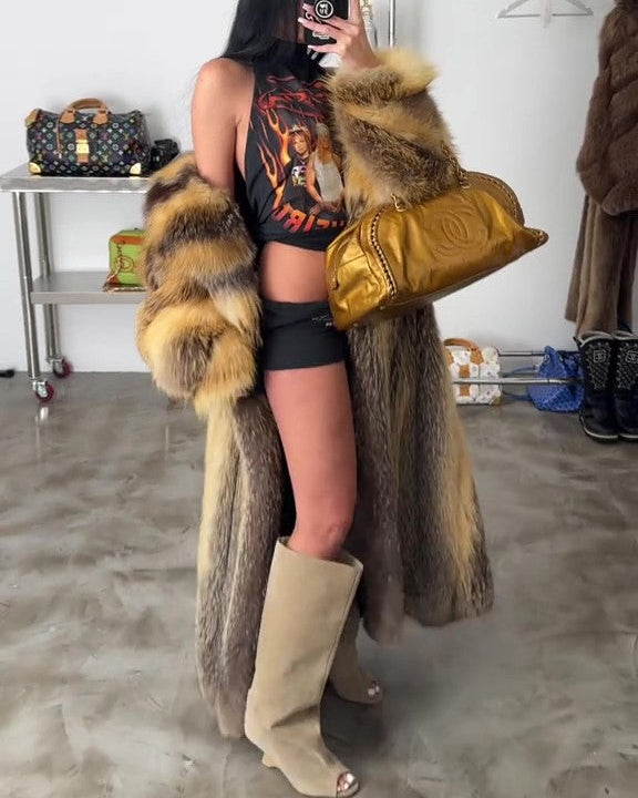 Long Fur-lined Leather Coat