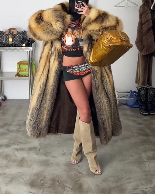 Long Fur-lined Leather Coat