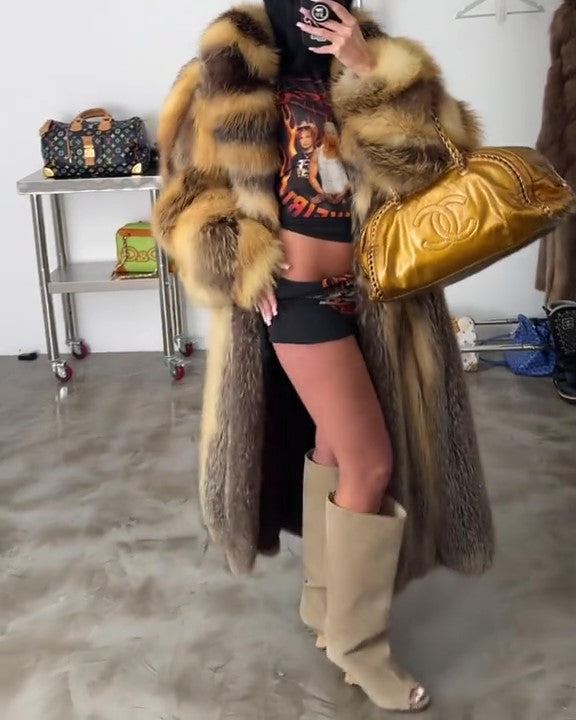 Long Fur-lined Leather Coat