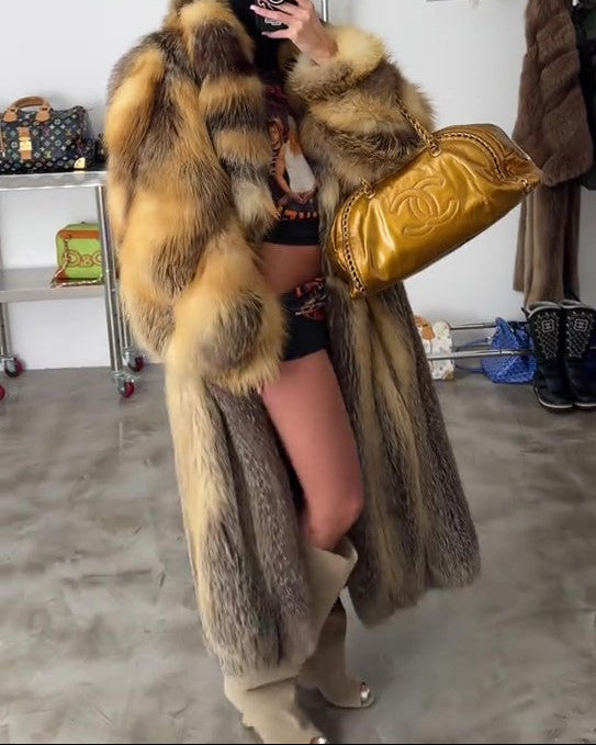 Long Fur-lined Leather Coat