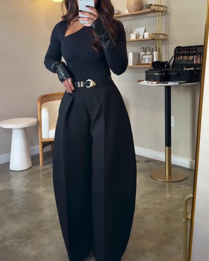 High-waisted Curved-leg Pants