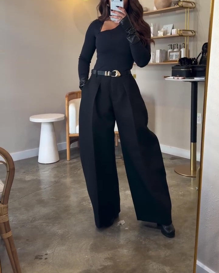 High-waisted Curved-leg Pants