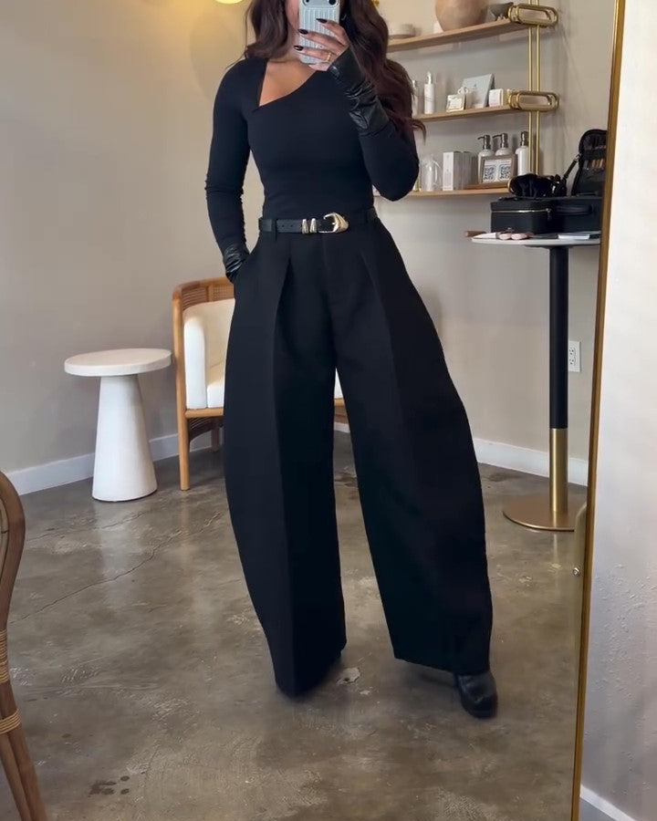 High-waisted Curved-leg Pants