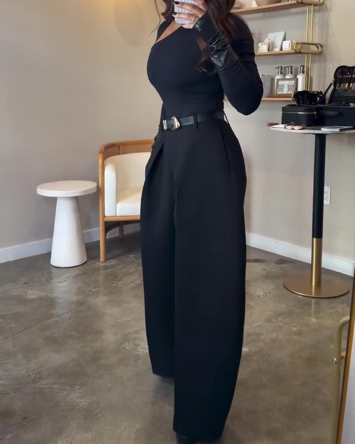 High-waisted Curved-leg Pants