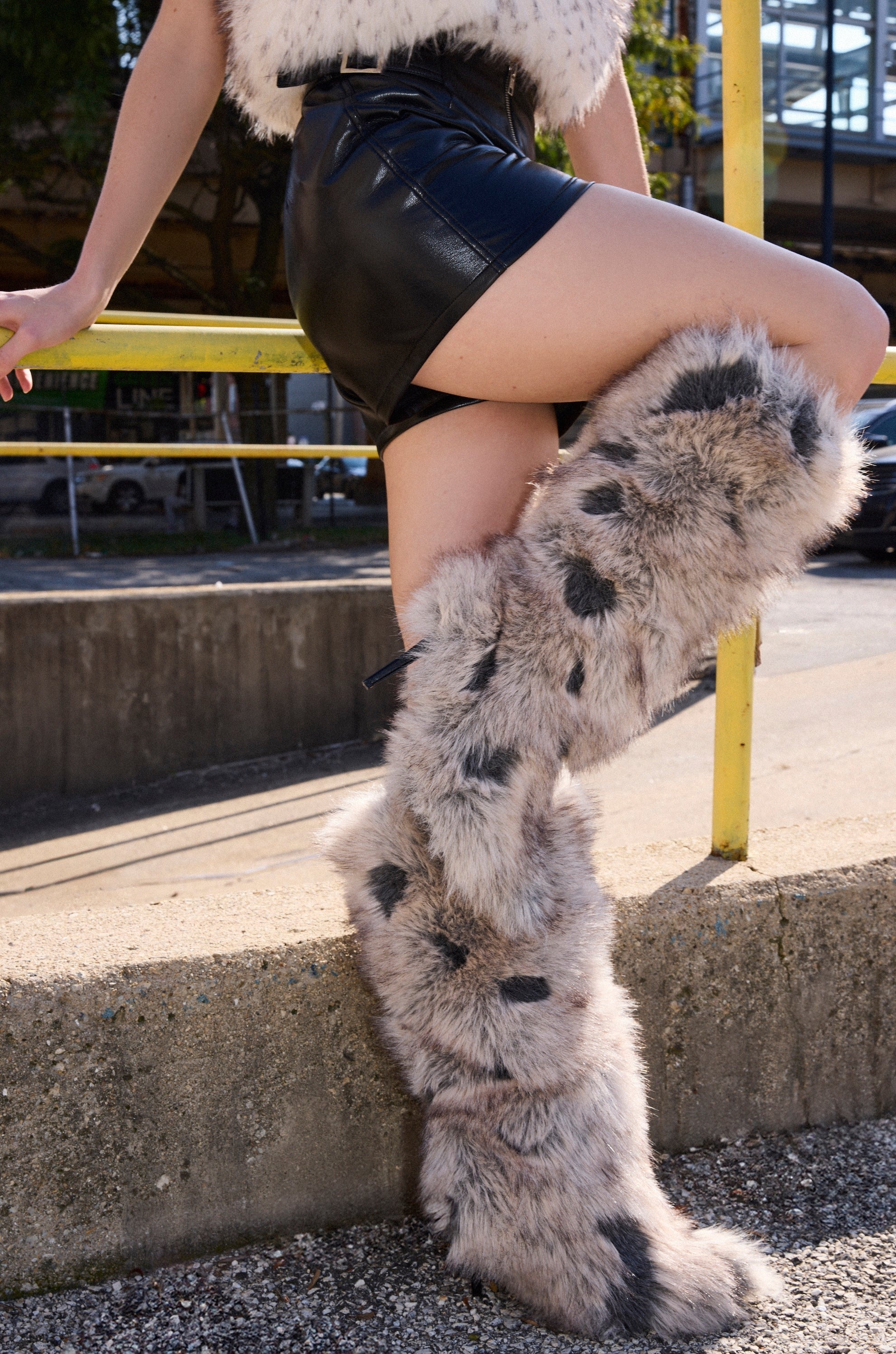 GREY MULTI FUR STILETTO BOOTIE