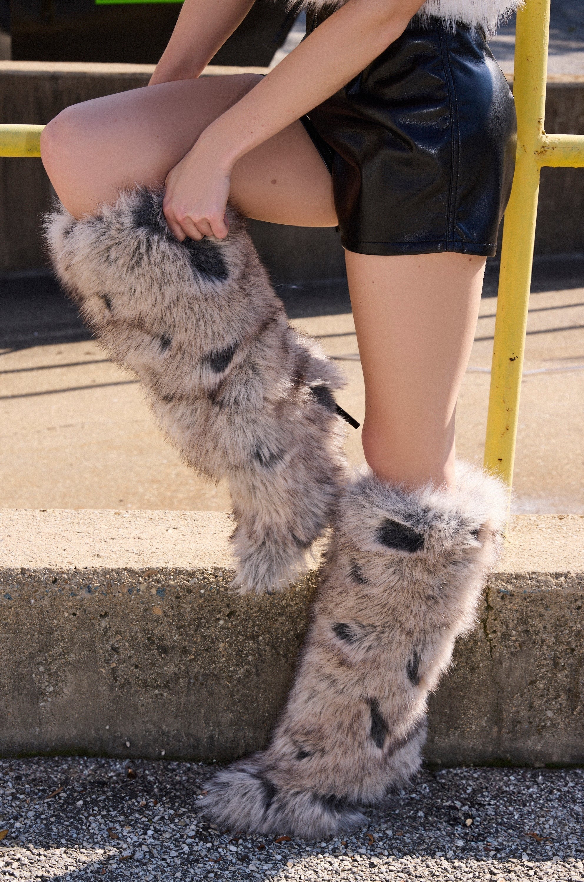 GREY MULTI FUR STILETTO BOOTIE