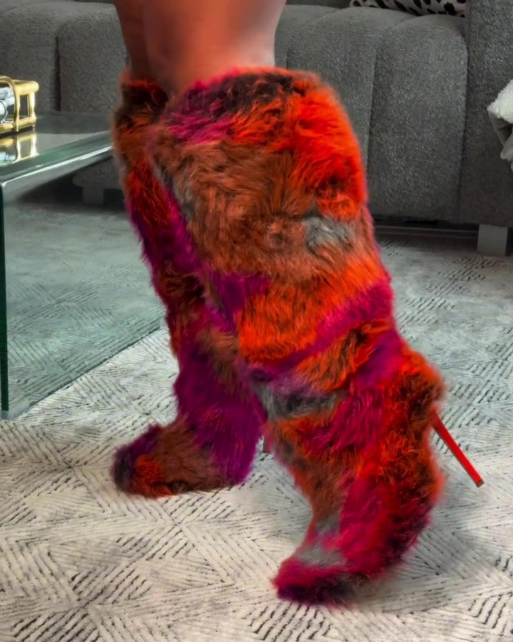 Multicolored Plush Boots