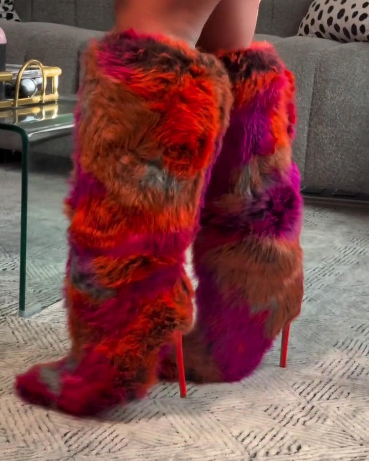 Multicolored Plush Boots