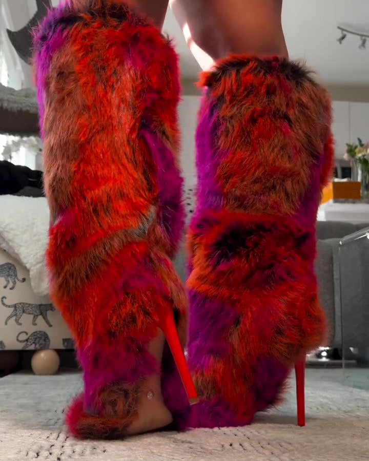 Multicolored Plush Boots