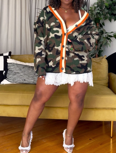 Camo Cardigan Sweater