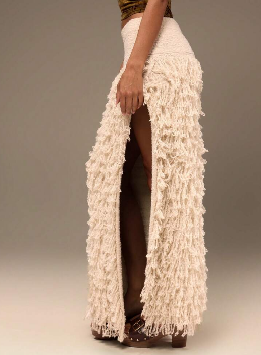 Chic High Split Fringe Skirt